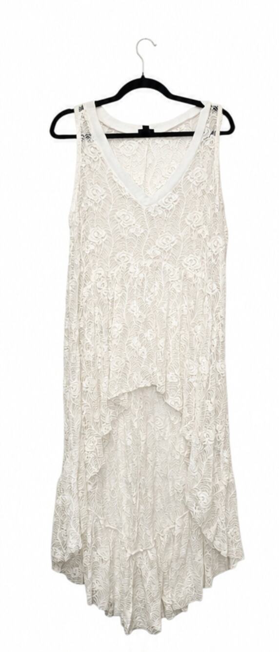 Torrid Ivory Floral Lace Sleeveless Tank Dress High Low Boho Cotaggecore Size 1